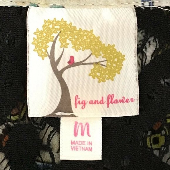 Fig And Flower Tunic Top Boho Floral Sheer Sz M - Picture 5 of 7